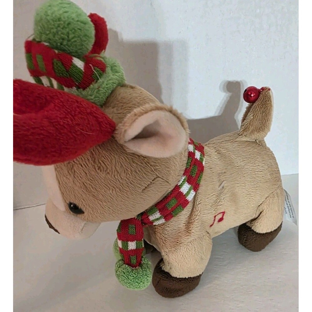 Animated Christmas Reindeer Sings Sleigh Ride Walks Rings Bell On Tail See Video